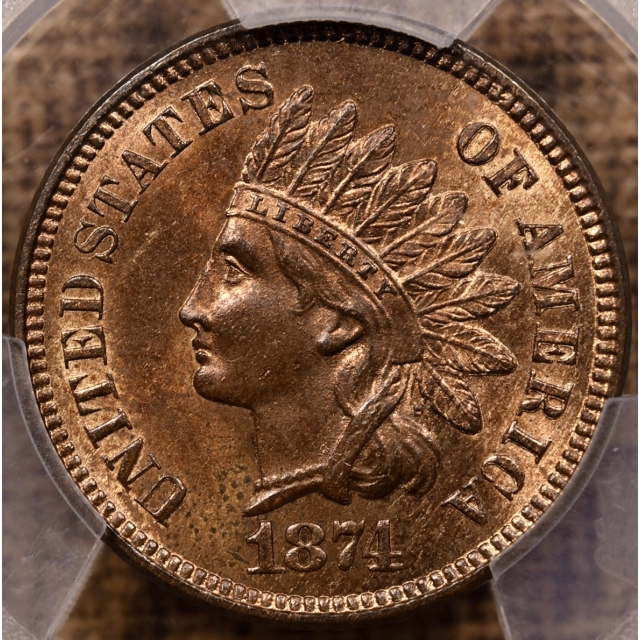 1874 Indian Cent PCGS MS64 RB