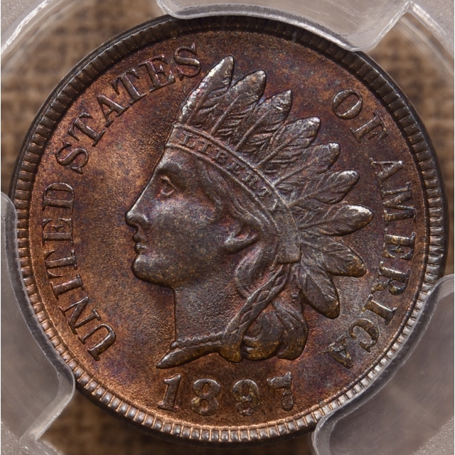 1897 Indian Cent PCGS MS64 RB, Eagle Eye approval
