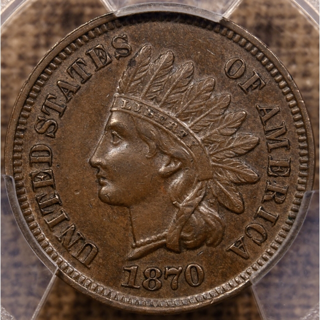 1870 Indian Cent PCGS AU55 CAC