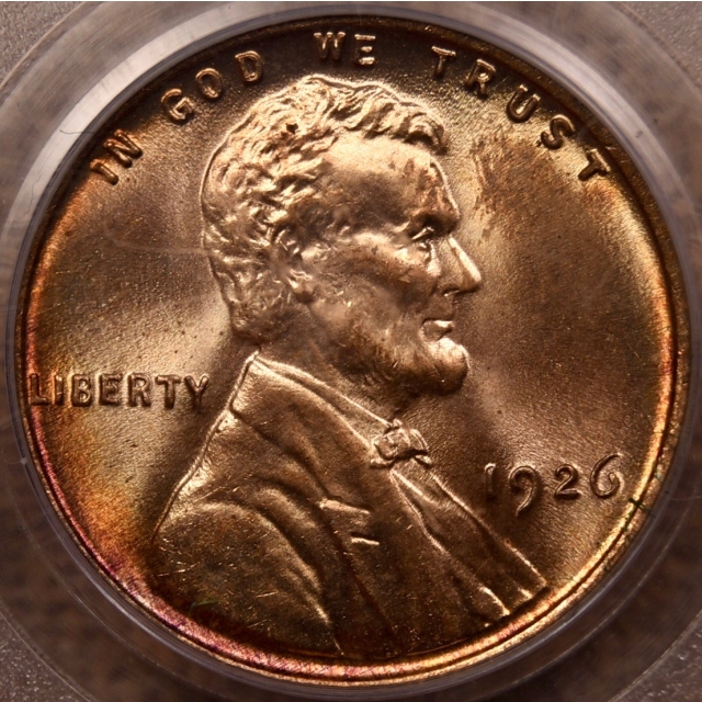 1926 Lincoln Cent PCGS MS64 RD OGH