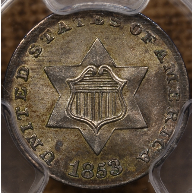 1853 Three Cent Silver PCGS MS62