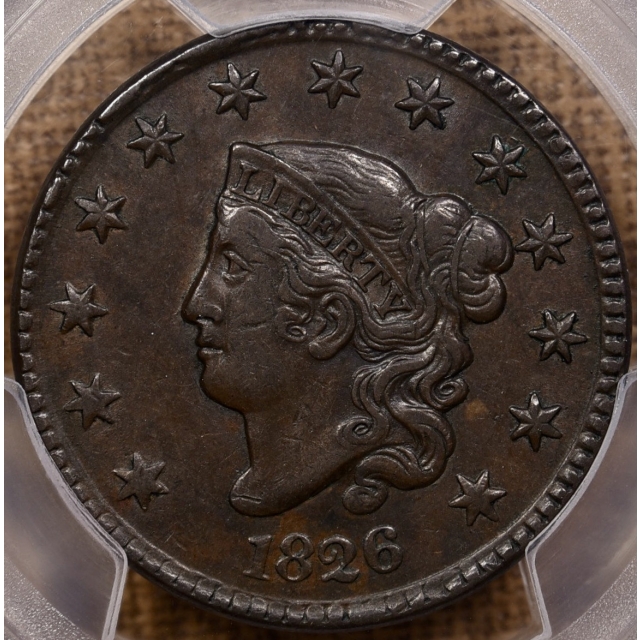 1826 N.5 Coronet Head Cent PCGS AU50