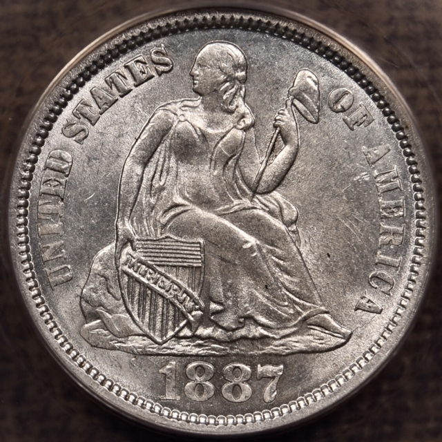 1887 Liberty Seated Dime ANACS MS62