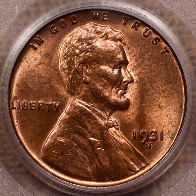 1931-S 1C Lincoln Cent, PCGS MS64RD OGH