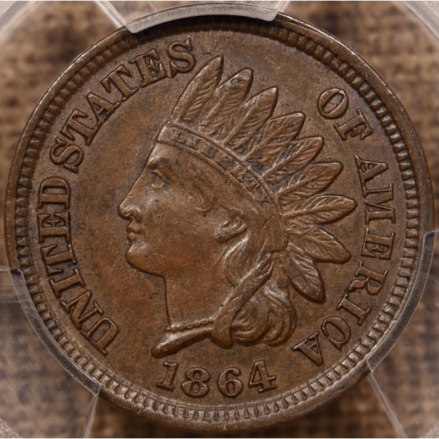 1864 Bronze Indian Cent PCGS AU58