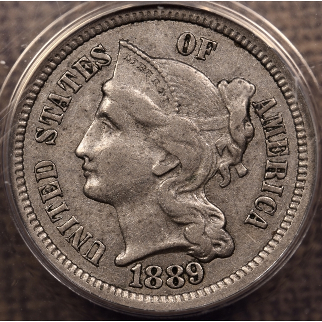1889 Three Cent Nickel ANACS XF40, we grade 45