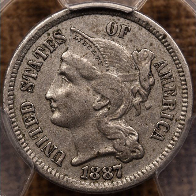 1887 Three Cent Nickel PCGS AU53