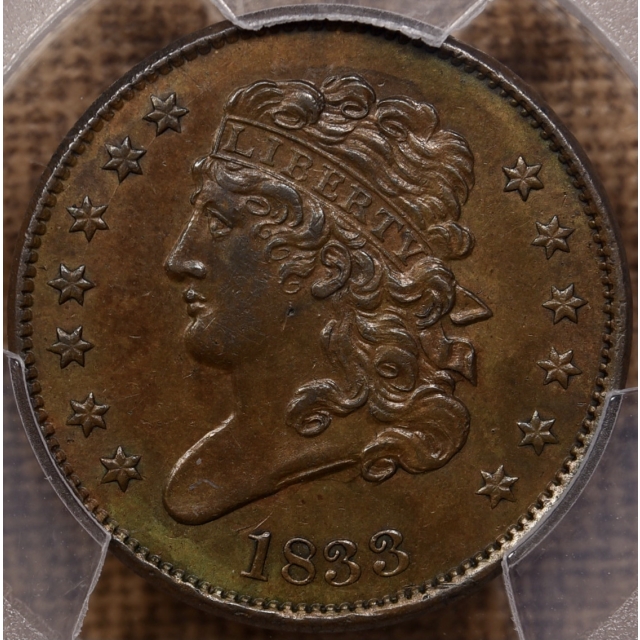 1833 Classic Head Half Cent PCGS AU55