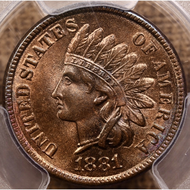 1881 Indian Cent PCGS MS64 RB CAC