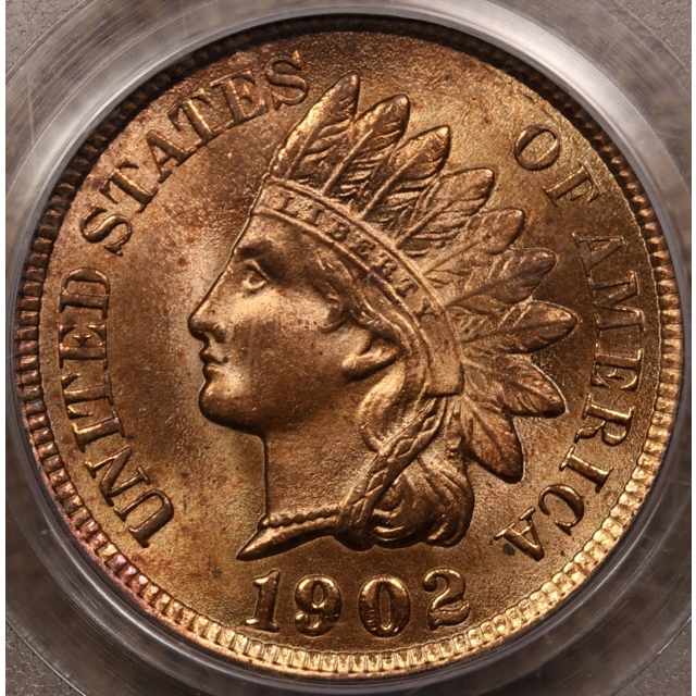 1902 Indian Cent PCGS MS64 RB OGH, Eagle Eye Photo Seal