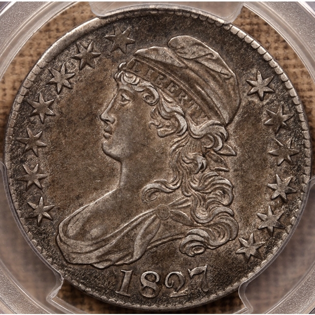 1827 O.120a Square Base 2 Capped Bust Half Dollar PCGS XF45 CAC, ex. Brunner