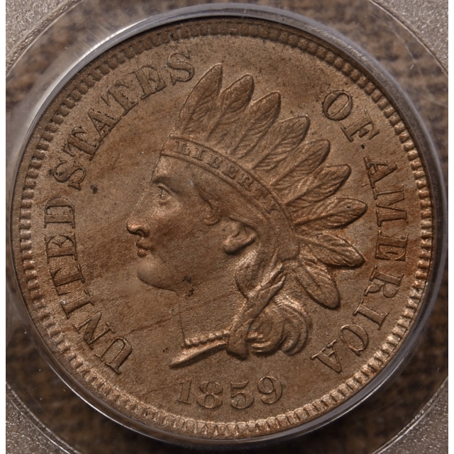 1859 Indian Cent PCGS AU58 CAC, Series Holder