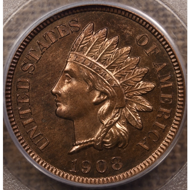 1908 Proof Indian Cent PCGS PR64 RB OGH CAC