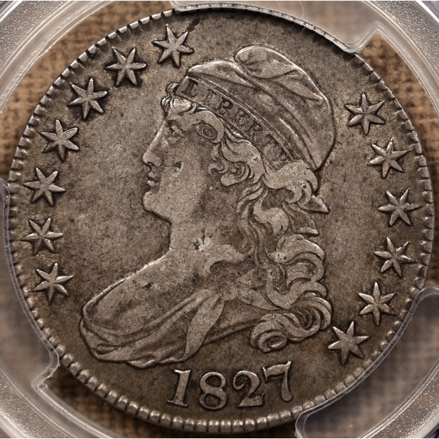 1827 O.140a R5 Square Base 2 Capped Bust Half Dollar PCGS VF35 CAC, ex. Brunner