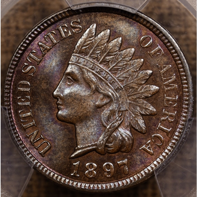 1897 Indian Cent PCGS MS65 BN CAC