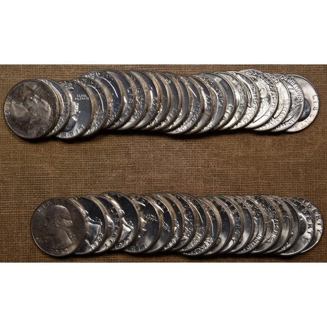 1962-D Choice BU Washington Quarter roll, Original End Toned Coins (2 of 2)