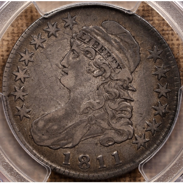 1811 O.103a Large 8 Capped Bust Half Dollar PCGS VF30 CAC