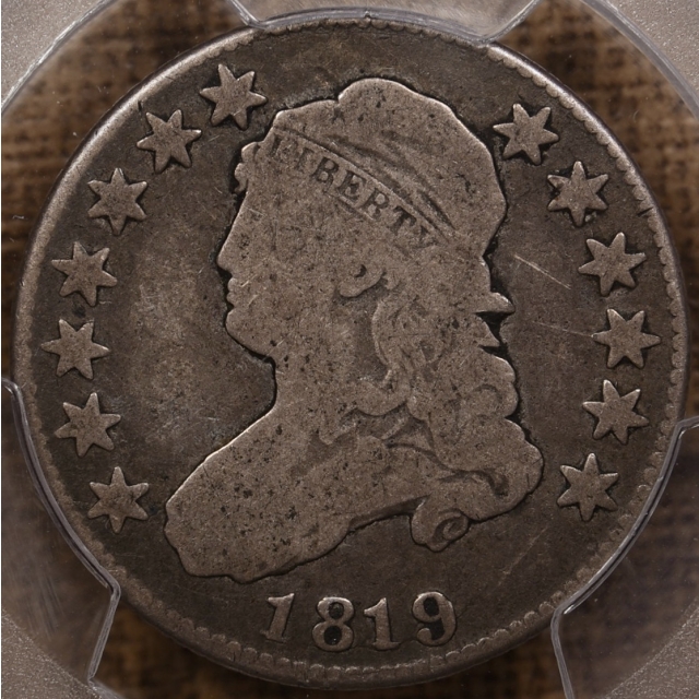 1819 B.4 R4 Early Die State Small 9 Capped Bust Quarter PCGS G6