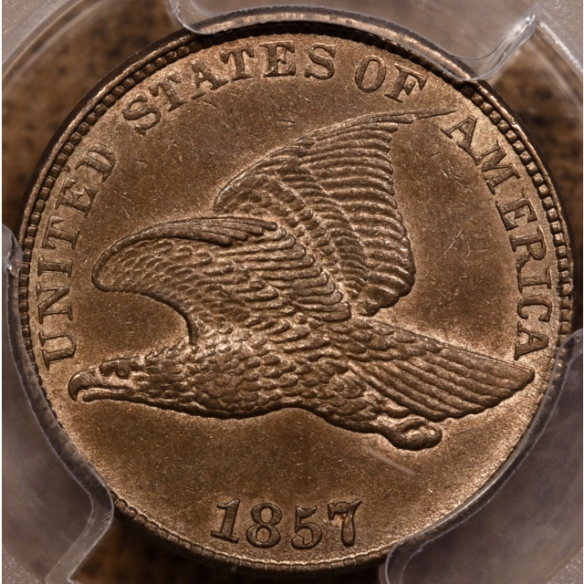 1857 S.15 DDO Flying Eagle Cent PCGS MS62 CAC