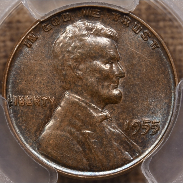 1955 Doubled Die Obverse Lincoln Cent PCGS MS63 BN CAC