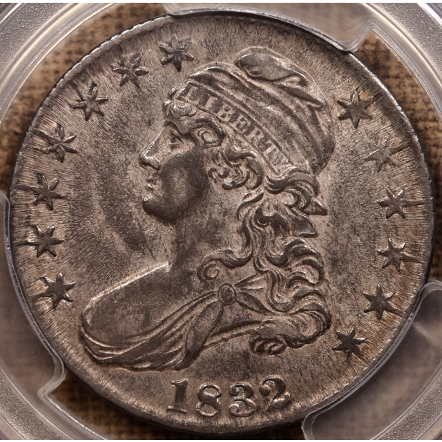 1832 O. 113 Small Letters Capped Bust Half Dollar PCGS AU55 CAC