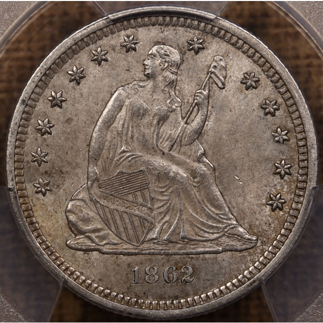 1862 Liberty Seated Quarter PCGS MS62