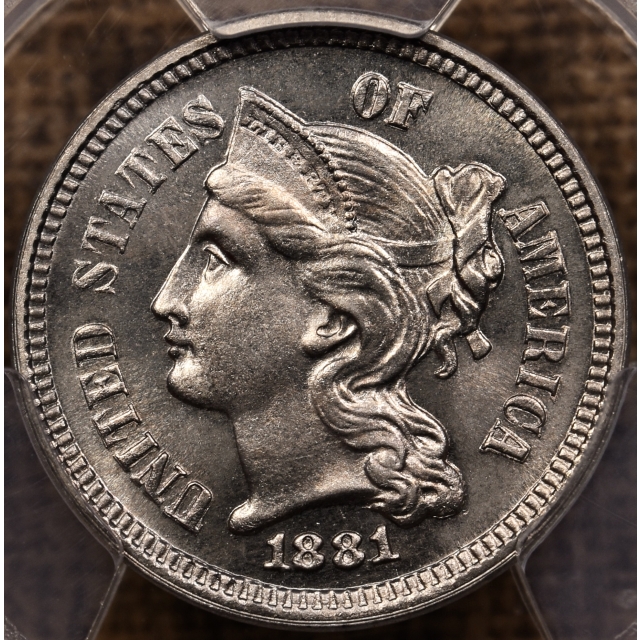 1881 Proof Three Cent Nickel PCGS PR66 CAC