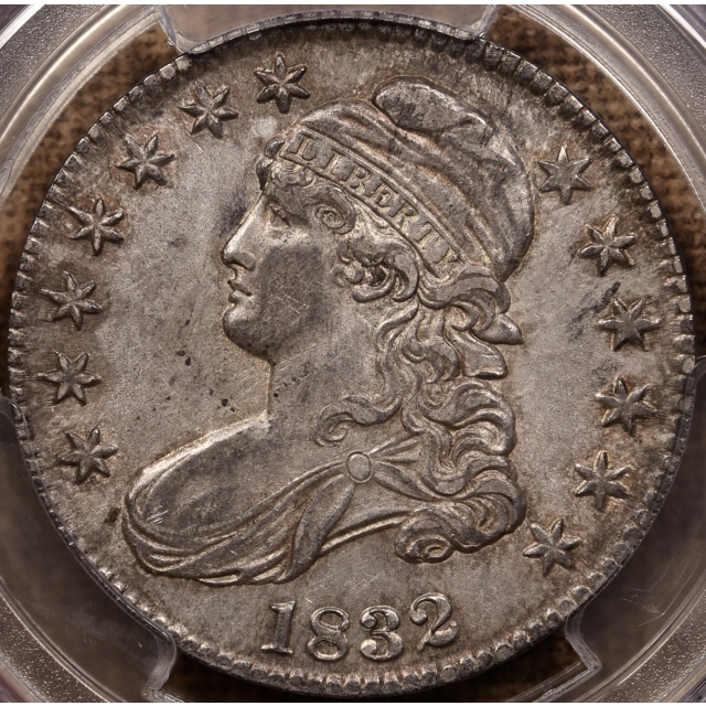 1832 O.101 Large Letters Capped Bust Half Dollar PCGS AU50+ CAC