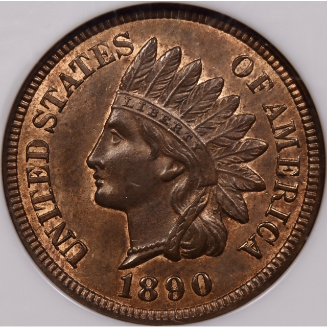 1890 Indian Cent NGC MS64 BN