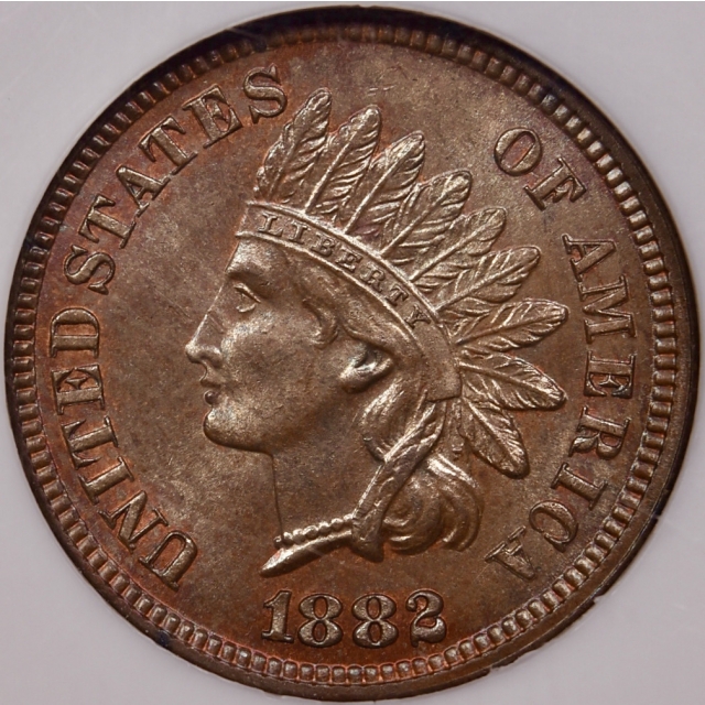 1882 Indian Cent NGC MS63 BN, PQ+