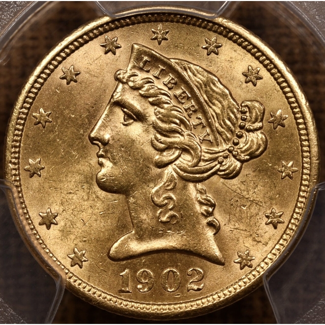 1902-S $5 Liberty Head Half Eagle PCGS MS63+