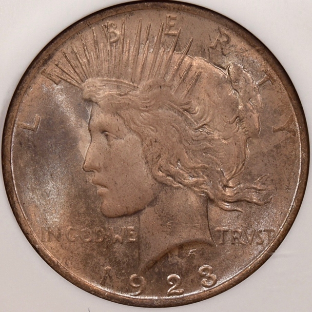 1923 Peace Dollar NGC MS65, No-Line Fatty Gen 3.0, COLOR!