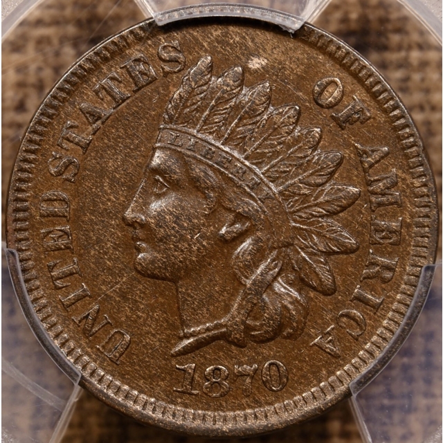 1870 Indian Cent PCGS AU58 CAC PQ!