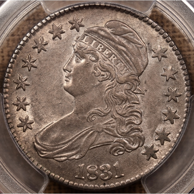 1831 O.114 Capped Bust Half Dollar PCGS AU55 CAC, ex. Brunner