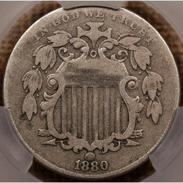 1880 Shield Nickel CACG G6