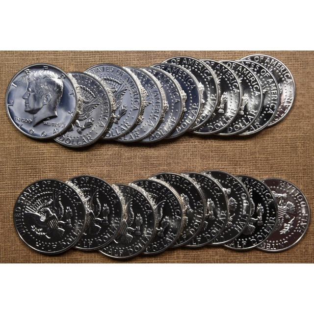 1964-P Choice BU Kennedy Half Dollar roll, Original End Toned Coins (2 of 2)