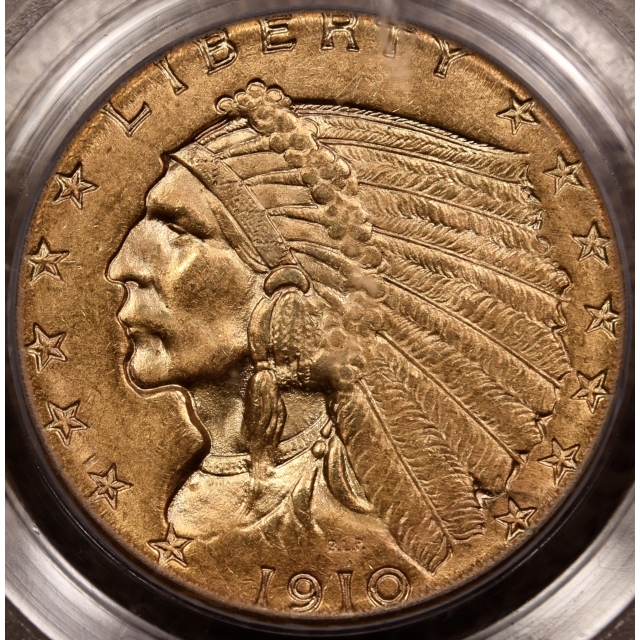 1910 $2.50 Indian Head PCGS MS63 CAC
