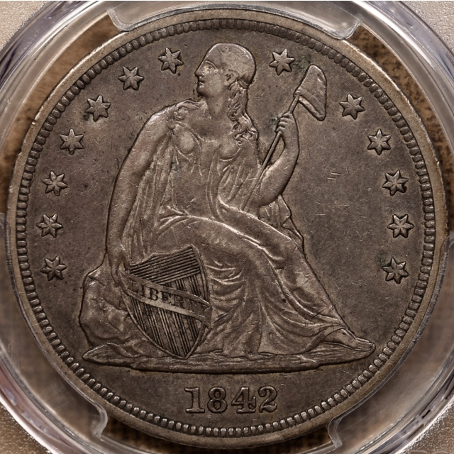 1842 Liberty Seated Dollar PCGS XF45