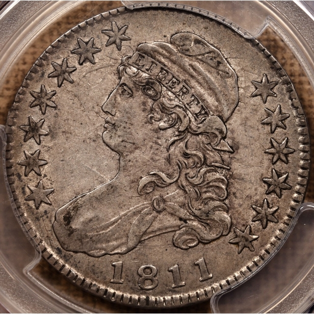 1811 O.103 Large 8 Capped Bust Half Dollar PCGS XF45+ CAC