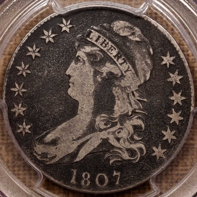 1807 O.111a R4+ Large Stars 50/20 Capped Bust Half Dollar PCGS F12 CAC, ex. Brunner