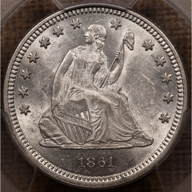 1861 Liberty Seated Quarter PCGS MS61