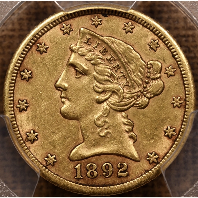 1892-CC $5 Liberty Head Half Eagle PCGS AU55