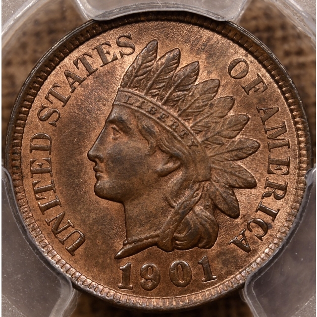 1901 Indian Cent PCGS MS65 RB CAC