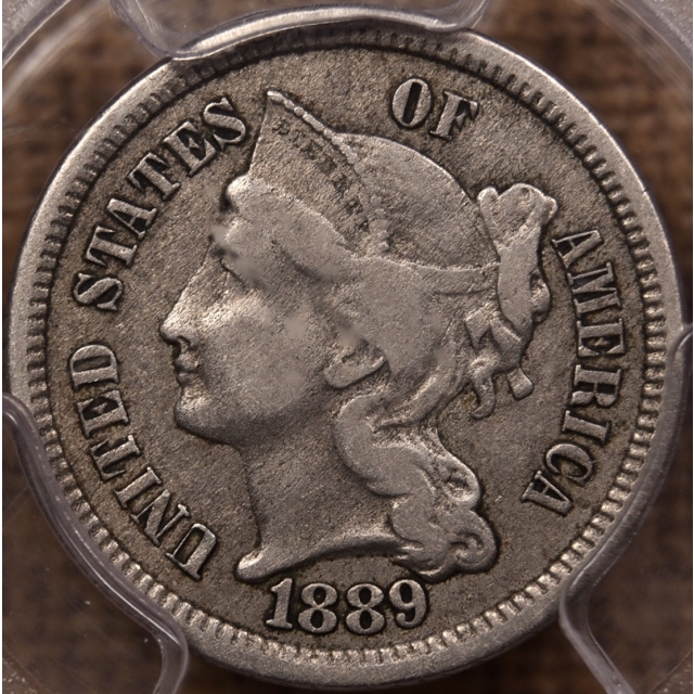 1889 Three Cent Nickel PCGS VF35 CAC