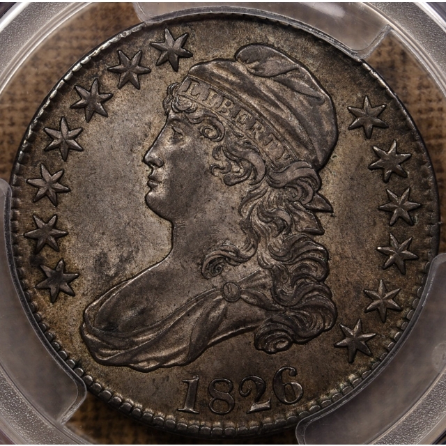 1826 O.105 Capped Bust Half Dollar PCGS AU55 CAC, ex Midwest