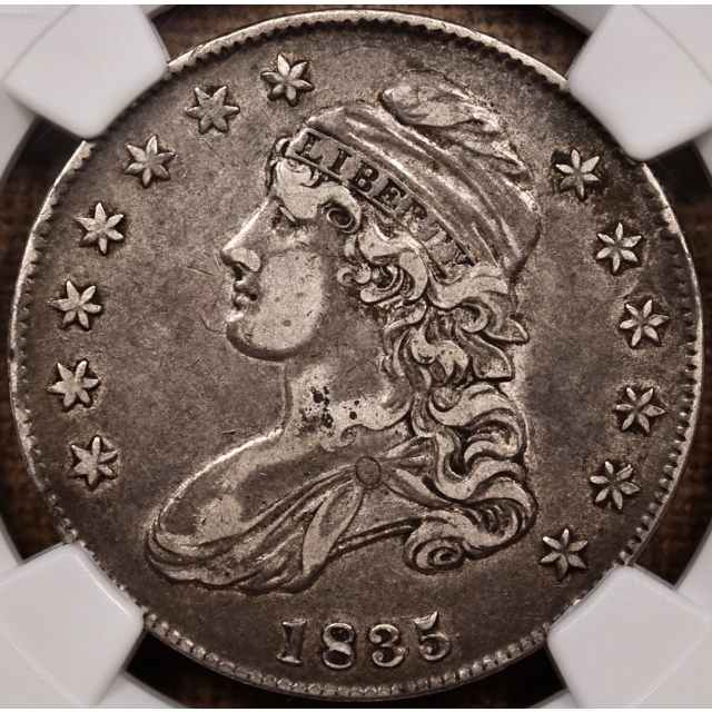 1835 O.107 Capped Bust Half Dollar NGC VF35 CAC, ex. Brunner
