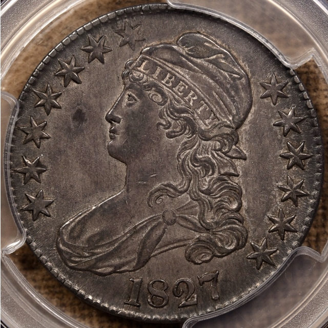 1827 O.121 Very Early Die State Square Base 2 Capped Bust Half Dollar PCGS AU53