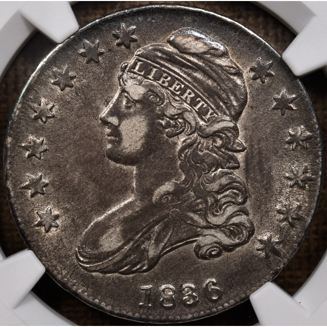 1836 O.106a Beaded Reverse Capped Bust Half Dollar NGC XF45