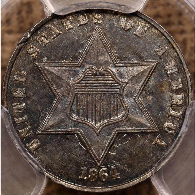 1864 Three Cent Silver PCGS MS63