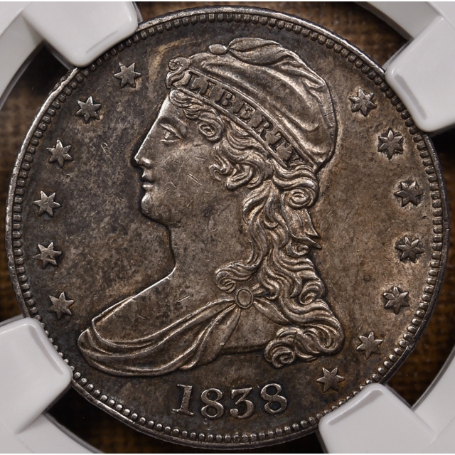 1838 GR-8 Capped Bust Half Dollar NGC AU58, From the Dick Graham Reference Collection